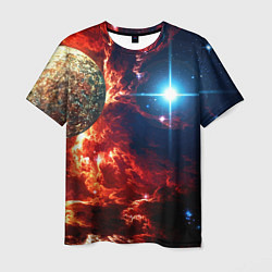 Мужская футболка Яркая звезда в космическом пространстве