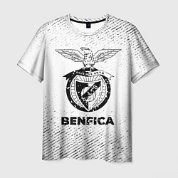 Мужская футболка Benfica с потертостями на светлом фоне