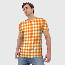 Футболка мужская Бело-оранжевые квадратики, цвет: 3D-принт — фото 2