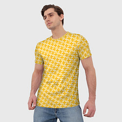 Футболка мужская Белые крестики на желтом фоне, цвет: 3D-принт — фото 2