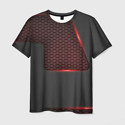 Футболка мужская Объемная красная сетка на черной пластине, цвет: 3D-принт