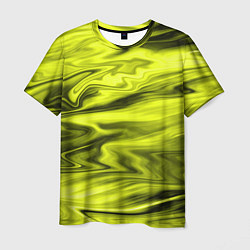 Футболка мужская Неоновый желтый с черным абстрактный узор, цвет: 3D-принт
