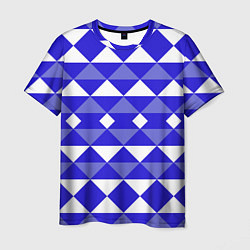 Футболка мужская Бело-синий геометрический узор, цвет: 3D-принт