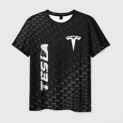 Мужская футболка Tesla карбоновый фон