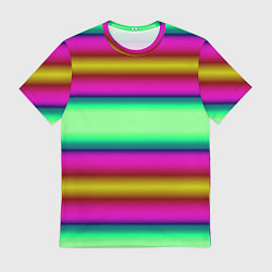 Мужская футболка Разноцветный неоновый полосатый узор