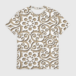 Мужская футболка Цветочный кружевной орнамент