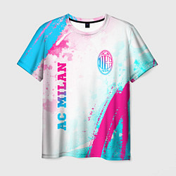 Мужская футболка AC Milan neon gradient style: символ и надпись вер