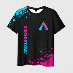 Мужская футболка Apex Legends - neon gradient: символ и надпись вер