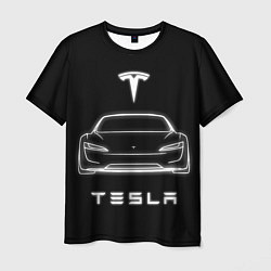 Мужская футболка Tesla white light