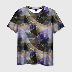 Мужская футболка Полигональный абстрактный: бежевый, коричневый, си