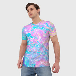 Футболка мужская Liquid holographic waves, цвет: 3D-принт — фото 2