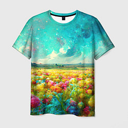 Мужская футболка Бесконечное поле цветов