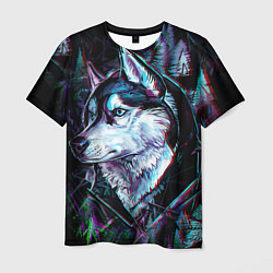Мужская футболка Волк - глитч