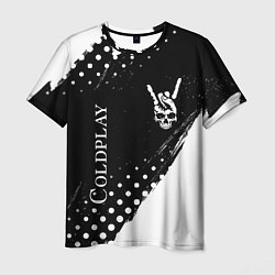 Мужская футболка Coldplay и рок символ на темном фоне