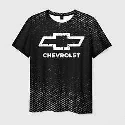 Футболка мужская Chevrolet с потертостями на темном фоне, цвет: 3D-принт