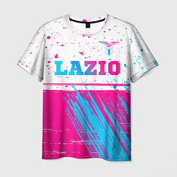 Мужская футболка Lazio neon gradient style: символ сверху