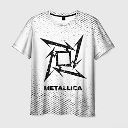 Мужская футболка Metallica с потертостями на светлом фоне