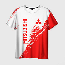 Мужская футболка Mitsubishi - красная текстура
