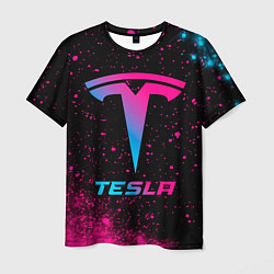 Мужская футболка Tesla - neon gradient