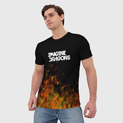 Футболка мужская Imagine Dragons - пламя, цвет: 3D-принт — фото 2