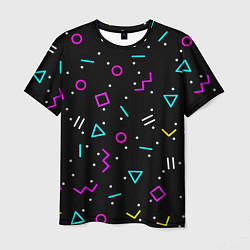 Мужская футболка Colored neon geometric shapes