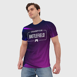 Футболка мужская Battlefield gaming champion: рамка с лого и джойст, цвет: 3D-принт — фото 2