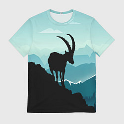 Мужская футболка Горный козел и горы