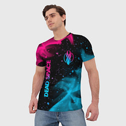 Футболка мужская Dead Space - neon gradient: символ и надпись верти, цвет: 3D-принт — фото 2
