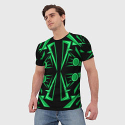 Футболка мужская Геометрический узор зеленый geometric, цвет: 3D-принт — фото 2
