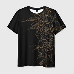Мужская футболка Элегантные розы на черном фоне
