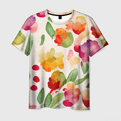 Мужская футболка Романтичные акварельные цветы