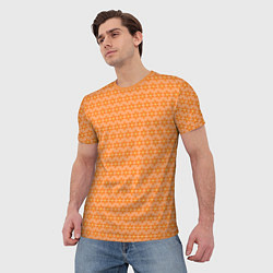 Футболка мужская Оранжево-желтые цветочки, цвет: 3D-принт — фото 2