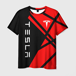 Мужская футболка Тесла - Красная абстракция
