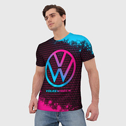 Футболка мужская Volkswagen - neon gradient, цвет: 3D-принт — фото 2