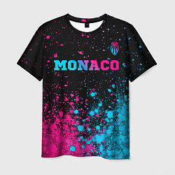 Футболка мужская Monaco - neon gradient: символ сверху, цвет: 3D-принт