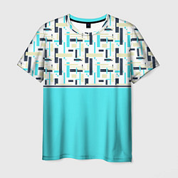 Мужская футболка Голубой неоновый геометрический узор