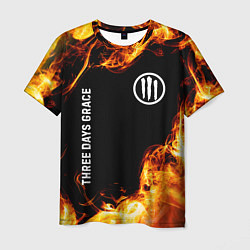 Мужская футболка Three Days Grace и пылающий огонь