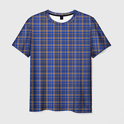 Мужская футболка Синий с горчичным в клетку