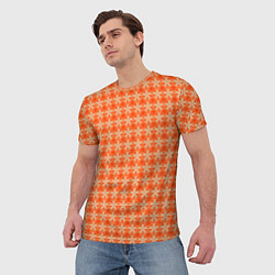 Футболка мужская Цветочки на оранжевом фоне, цвет: 3D-принт — фото 2