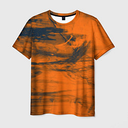Мужская футболка Абстрактная оранжевая поверхность и чёрные тени