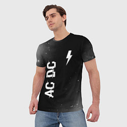Футболка мужская AC DC glitch на темном фоне: надпись, символ, цвет: 3D-принт — фото 2