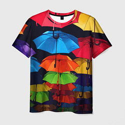 Мужская футболка Разноцветные зонтики - композиция