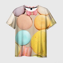 Мужская футболка Разноцветные пирожные Макарон
