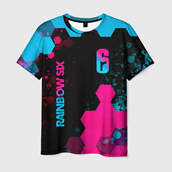 Мужская футболка Rainbow Six - neon gradient: надпись, символ