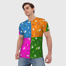Футболка мужская Яркий разноцветный модный звездный узор, цвет: 3D-принт — фото 2