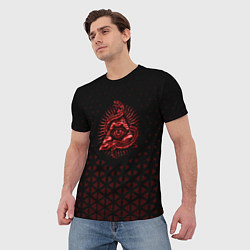 Футболка мужская Иллюминаты - красные треугольники, цвет: 3D-принт — фото 2
