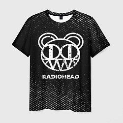 Мужская футболка Radiohead с потертостями на темном фоне