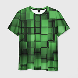 Мужская футболка Киберпанк броня - Зелёный металлические кубы