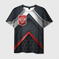 Мужская футболка Герб России на объемном фоне