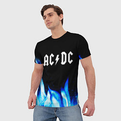 Футболка мужская AC DC blue fire, цвет: 3D-принт — фото 2